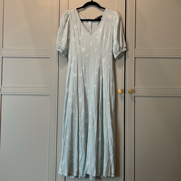 Revolve | Something Navy Mint Etch Flower Dress | size small - Picture 5 of 9